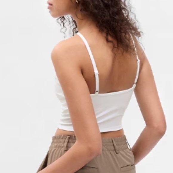 GAP Cropped White Cross Halter Work Out / Active Top - Picture 2 of 8